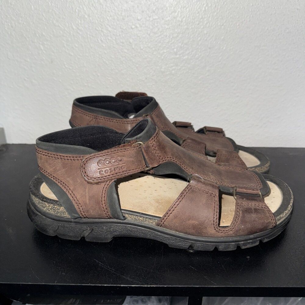 Ecco Cosmo Sandals Womens Size 12 Tan Leather Cork Comfort Walking Mens 10
